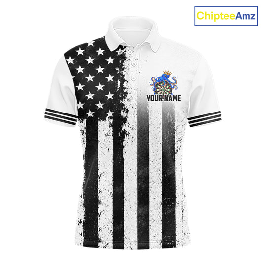 Custom Name American Flag Grunge Octopus Dart Team Jersey Patriotic Funny Darts Shirt For Men NYN4478