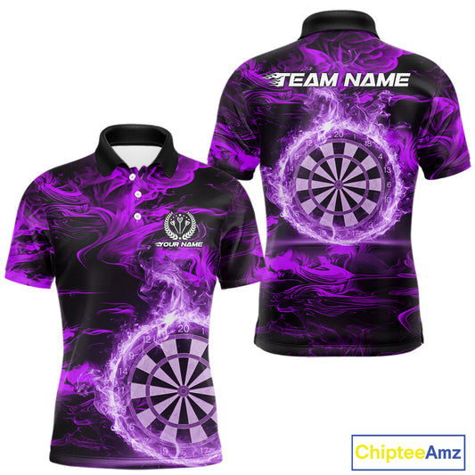 Black And Purple Smoking Dartboard & Arrow Men Darts Polo Shirt Custom Dart Team Jerseys NYN2512