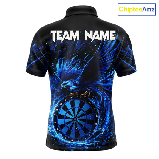 Blue Splatter Funny Eagle Dartboard Darts Polo Shirt For Men Custom Dart Team Jerseys NYN2521
