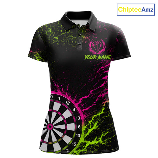 Neon Lime Green & Pink Splatter Dartboard Custom Funny Skunk Dart Shirts For Women Dart Team Jersey NYN4182