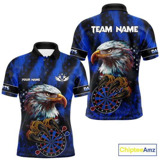 American flag eagle darts polo shirt for men patriotic dart team jersey