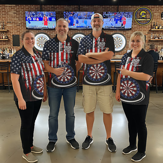 Custom Funny Rich Eagle Grunge US Flag Darts Quarter-Zip Shirts For Women Patriotic Darts Team Jerseys NYN2757