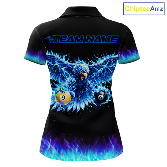Blue Flaming Eagle Play 8 Ball And 9 Ball Billiard Pool Shirt For Women Custom Billiard Team Appeal NYN2761