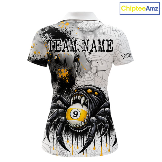 Splash Black And Yellow Spider 8 Ball & 9 Ball Billiard Shirt For Women Custom Pool Billiard Jersey NYN4338