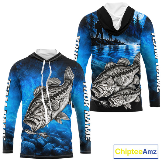 Custom Bass Fishing Tournament Shirt Bass Fishing Jersey Custom Name Fisherman Short & Long Sleeve Apparel NYN4715