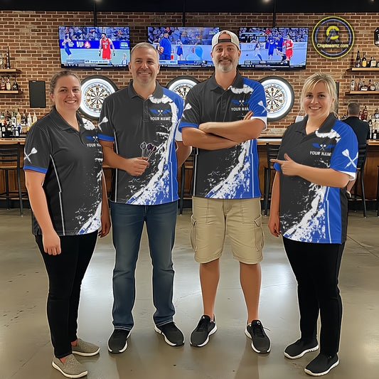 Blue Fiery Rooster Fury Dart Arrow Women Funny Darts Quarter- Zip Shirt Custom Name Darts Jersey NYN2113