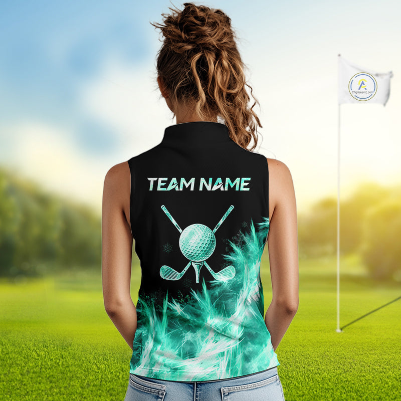 Icy Teal Light Womens Golf Sleeveless Polo Shirt Customize Golf Gifts For Men Golf Team Shirts, Golf Gifts NYN4039