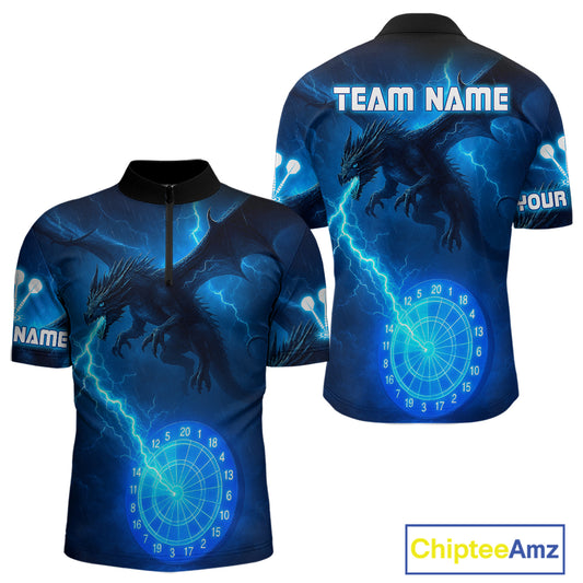 Custom Dragon Lightning Blue Dartboard Dart Team Shirt For Men, Outfits Dart Jerseys NYN1071