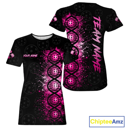 Pink Splatter Pickleball Shirt Is In My Dna Custom Pickleball Tournament Team Uniform For Women NYN4115
