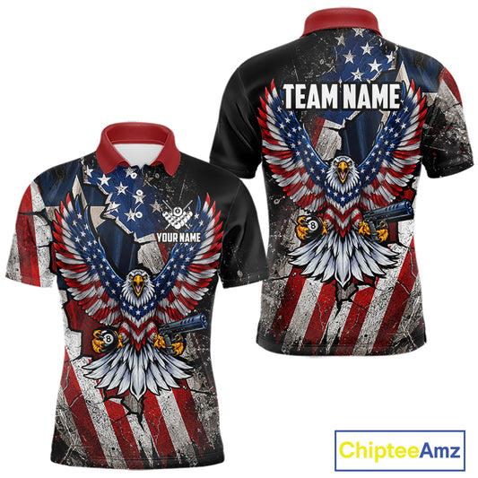 Gun Eagle Billiard Shirt For Men Custom Texas Flag Pool Jersey US Flag Patriotic Billiard Apparel NYN4579