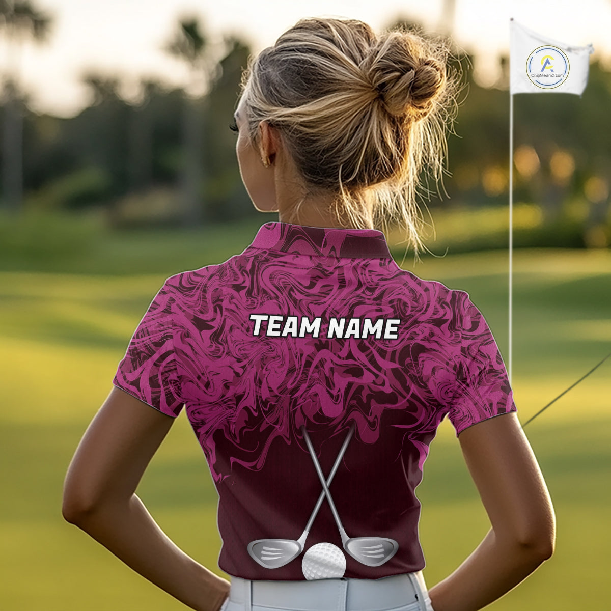 Women Golf Clothing Pink Fluid Pattern Golf Polo Shirt Custom White Golf Clubs Ball Golf Upf Shirts NYN2935