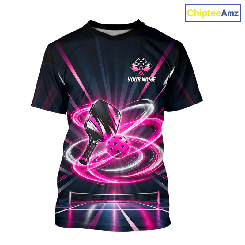 Custom Pink Lightning Pickleball Jersey For Men Personalized Pickleball Paddle Pickleball Team Shirt NYN5005