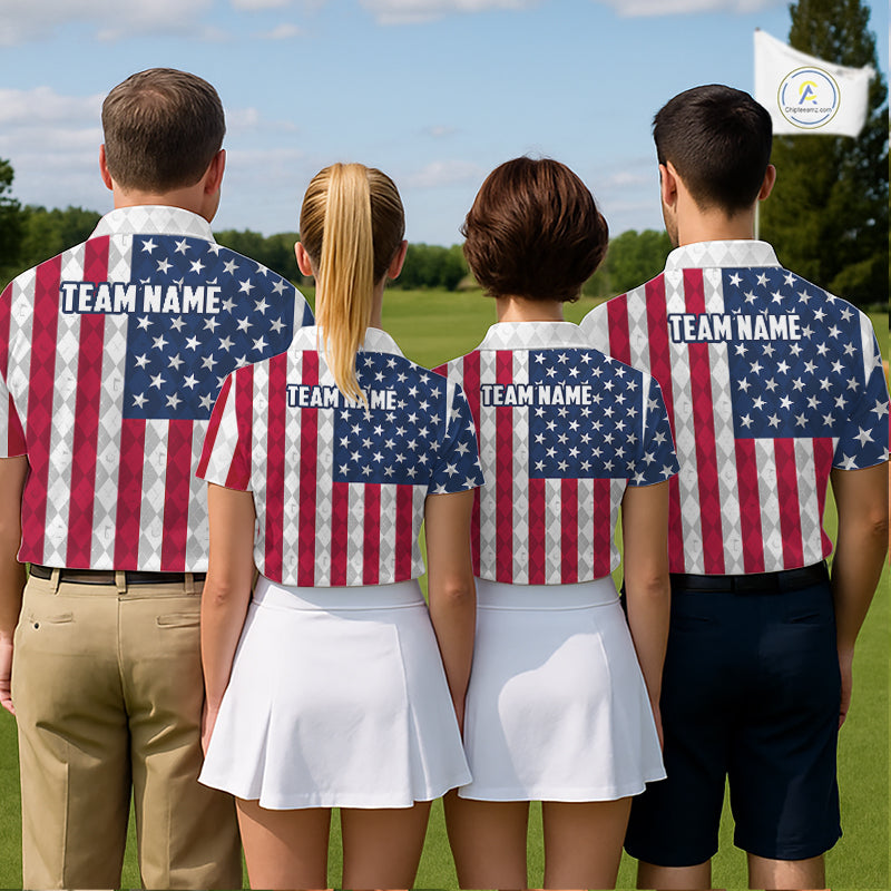 USA Flag Golf Polo Shirt For Men Personalized Navy Argyle Golf Jersey Golf Team Apparel NYN5017