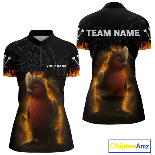 Flaming Cockatoo Dartboard Women's Dart Shirt - Custom Team Name For Darts Jersey NYN0450