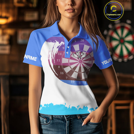 Colorful Grunge Dartboard Custom Polo Shirt For Women - Darts Team Jersey NYN0710