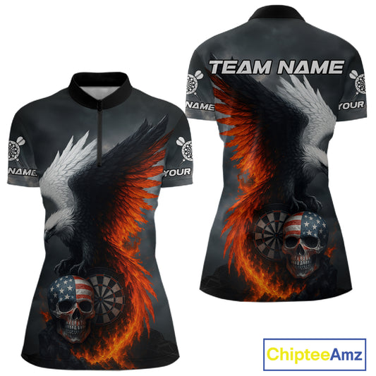Custom Patriotic Dart Shirt For Women Personalized Skull Red Eagle Dart Team Jerseys NYN1060