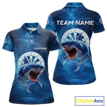 Load image into Gallery viewer, Personalized Fishing Shark & Dartboard Custom Dart Polo Shirts For Women, Dart Jerseys NYN0789