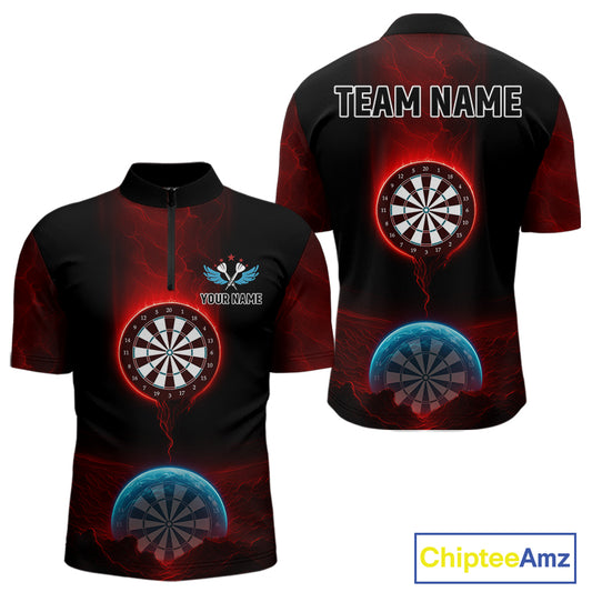 Thunder Dartboards Men's Darts Shirt - Custom Name & Team | Opt1 - Blue Red NYN0631