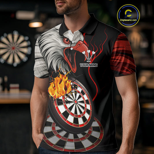 Eagle & Red Crack Darts Custom Funny Dart Polo Shirts For Men, Dart Team Jerseys NYN0798