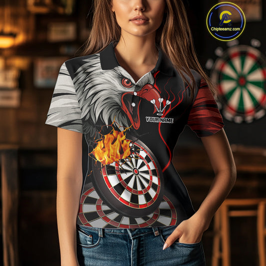 Eagle & Red Crack Darts Custom Funny Dart Polo Shirts For Women, Dart Team Jerseys NYN0798