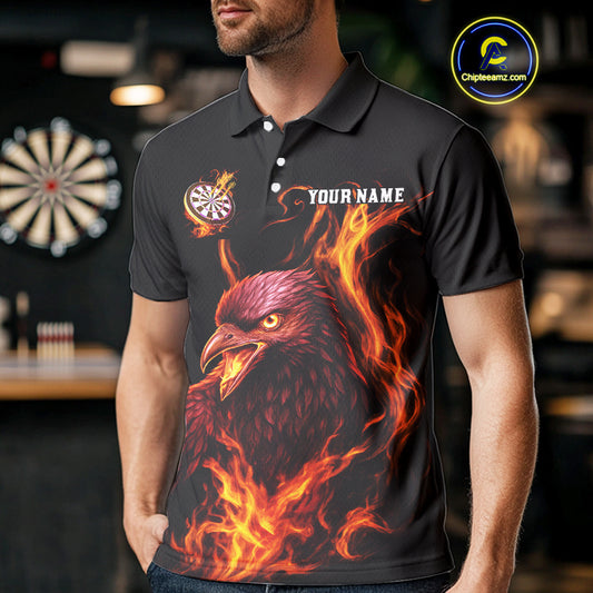 Custom Orange Flames Darts Raven Gothic Polo Darts Jerseys For Men Outfits Dart Jersey NYN0868