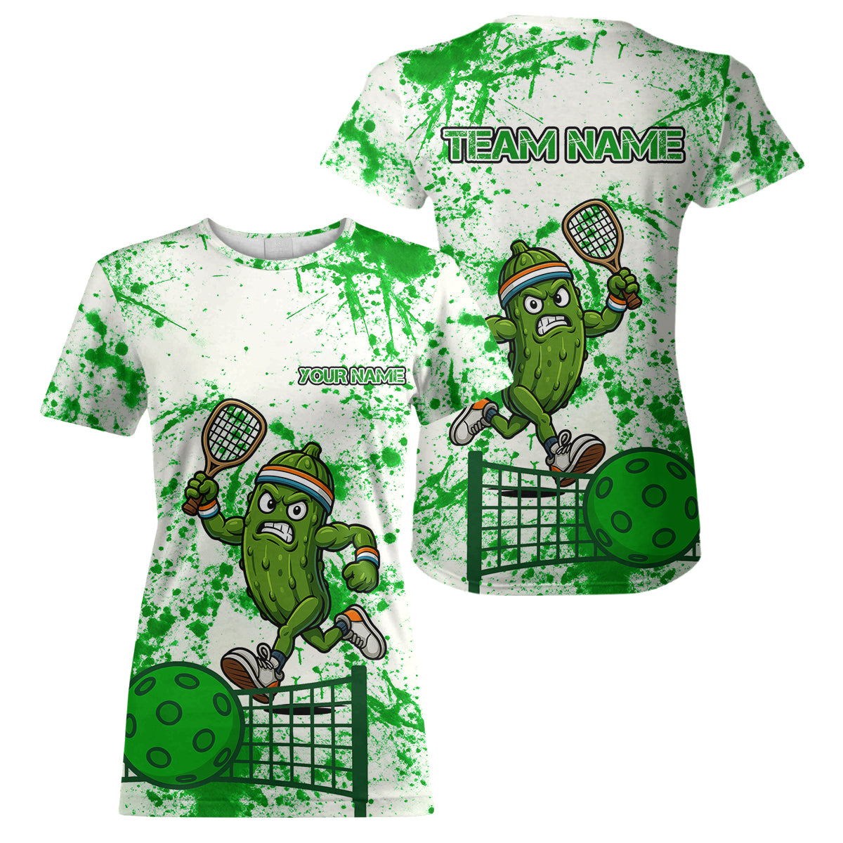Custom Pickle Plays Ball Funny Pickleball T-Shirt For Women, White Outfit Pickleball Shirts NYN0992