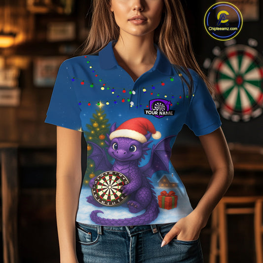 Custom Funny Dragon Dartboard Christmas Dart Polo Shirt For Women Xmas Gift Dart Jersey NYN1455