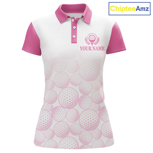 Pink Ribbon Breast Cancer Awareness Womens Polo Shirt Custom US Flag Patriotic Golf Shirt For Women NYN3099