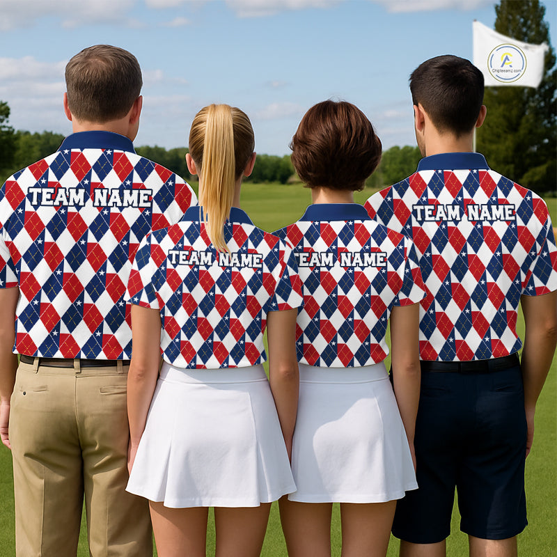 Texas Flag Argyle Golf Polo Shirt For Men Custom Red White Blue Argyle Golf Team Shirts NYN4930