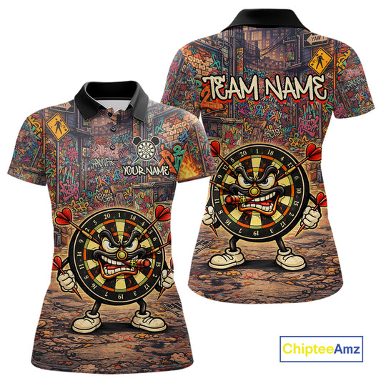 Funny Dartboard Smoking Women Darts Team Shirt Personalized Graffiti Dart Polo Jerseys NYN2554
