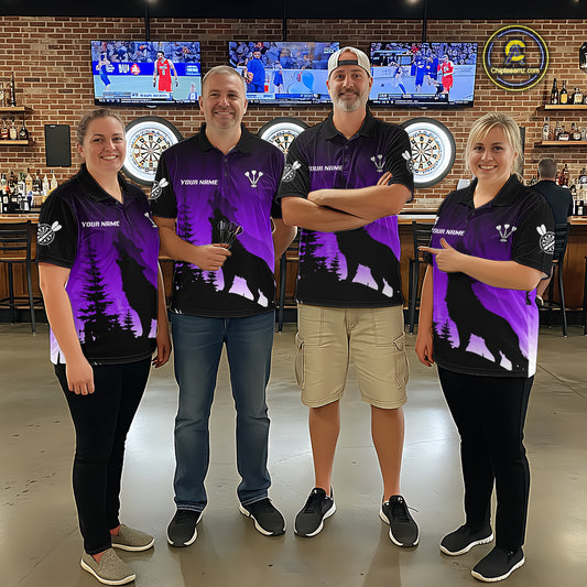 Personalized Wolf-Head Dart Arrows Purple Dart Quarter-Zip Shirt For Men Dart Team Jerseys NYN2283