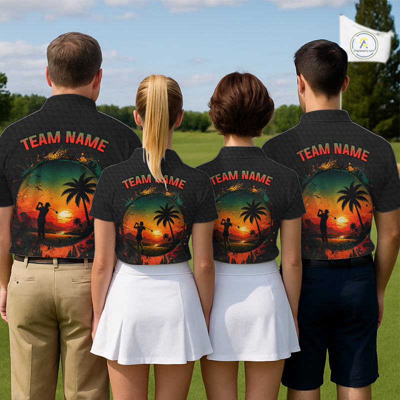Tropical Black Golf Ball Polo Golf Shirts For Men Custom Splatter Golf Team Attire For Golfers NYN3153