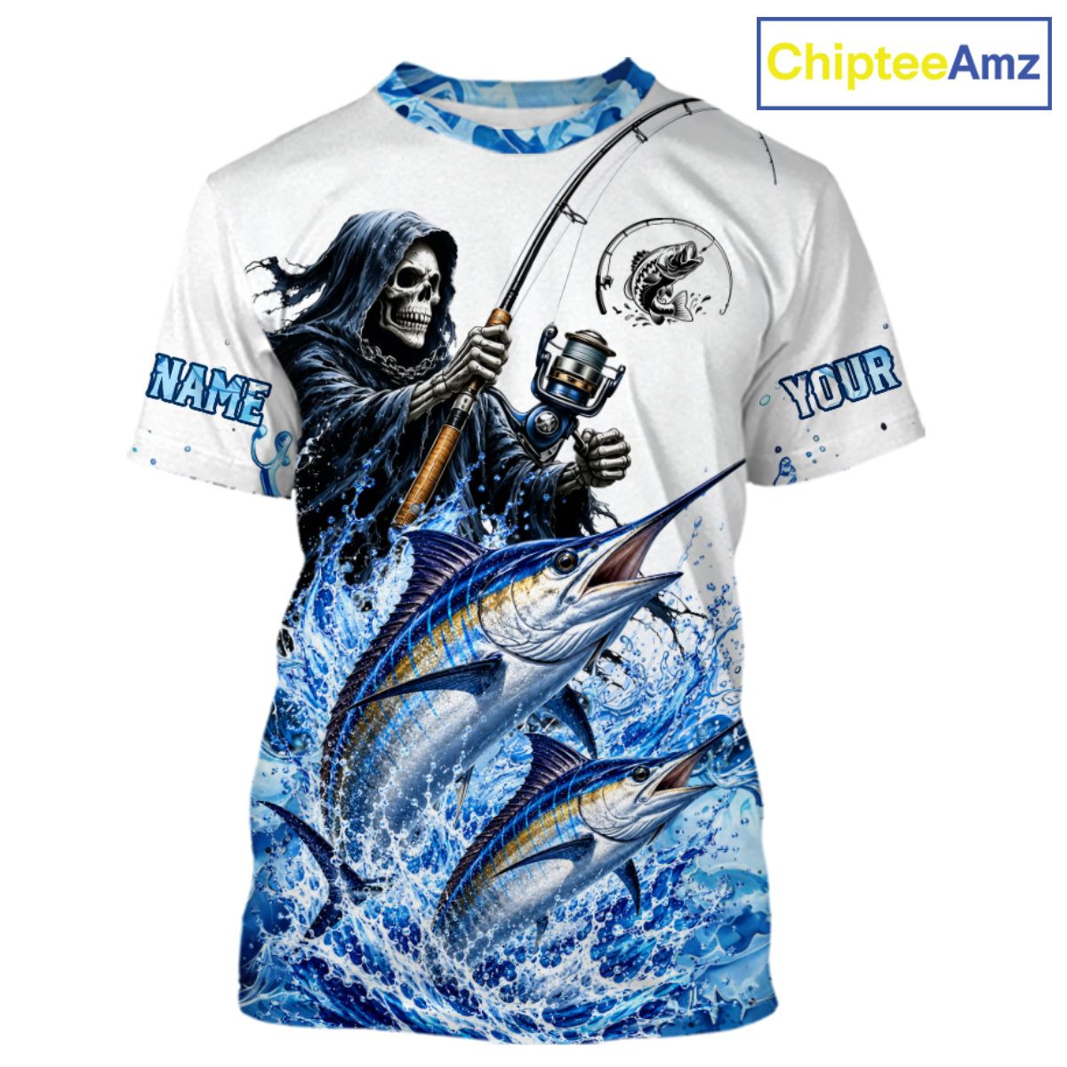 Custom Marlin Fishing Jersey Long Sleeve Grim Reaper Marlin Duo Fishing Shirt Apparel For Men NYN4359