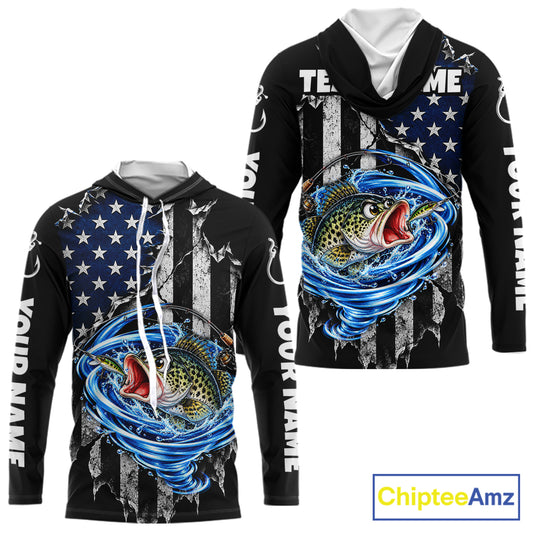 Custom Tornado Crappie Fishing Team Jersey US Flag Crappie Fishing Tournament Shirt For Men NYN4712