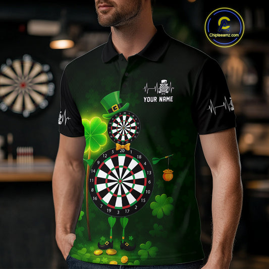 Personalized Funny Dartboard Patrick Day Men Darts Polo Shirts Shamrock Dart Team Gifts NYN2185