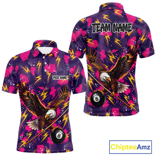 Purple Pink Splatter Billiard Shirt Eagle 8 Ball Pool Shirt For Men Personalized Billiard Team Jersey NYN4488