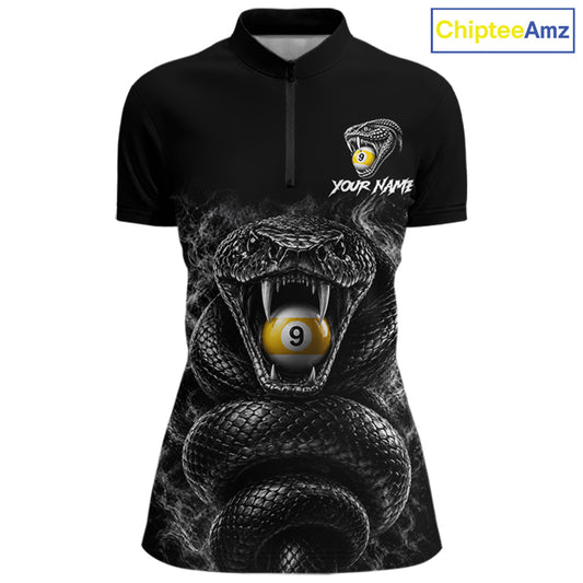 Grey Smokes Cobra Billiard Pool Jersey Polo & 1/4-Zip Custom Cobra 9 Ball Billiard Shirt For Women NYN4603