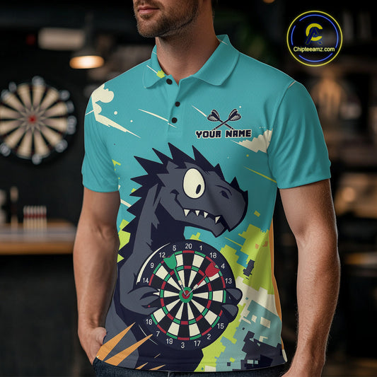 Custom Multicolor Dragon Dartboard Funny Dart Polo Shirt For Men Dart Tournament Jerseys NYN1522