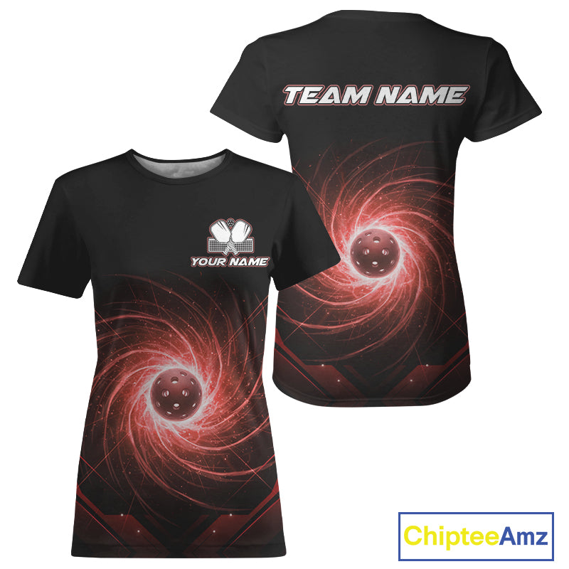 Custom Lightning Red Swirl Pickleball Ball T-Shirt Women Outfits Pickleball Jerseys NYN1867