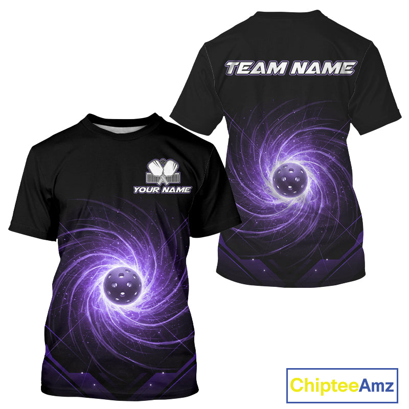 Custom Lightning Purple Swirl Pickleball Ball T-Shirt Men Outfits Pickleball Jerseys NYN1868