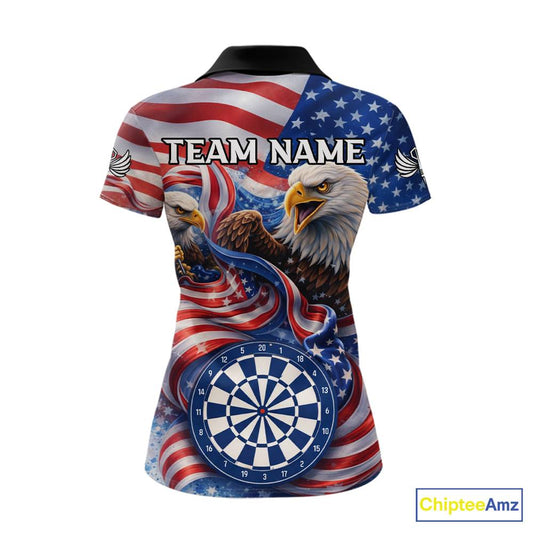 American Flag Eagle Freedom Dartboard Dart Polo Shirt Custom Patriotic Women Dart Team Jerseys NYN2541