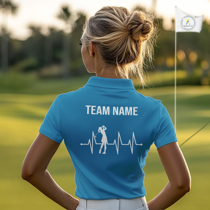 Women White And Blue Golf Shirts Golf Clothing Custom White Polo Golf Shirts, Gifts For The Golfer NYN2933
