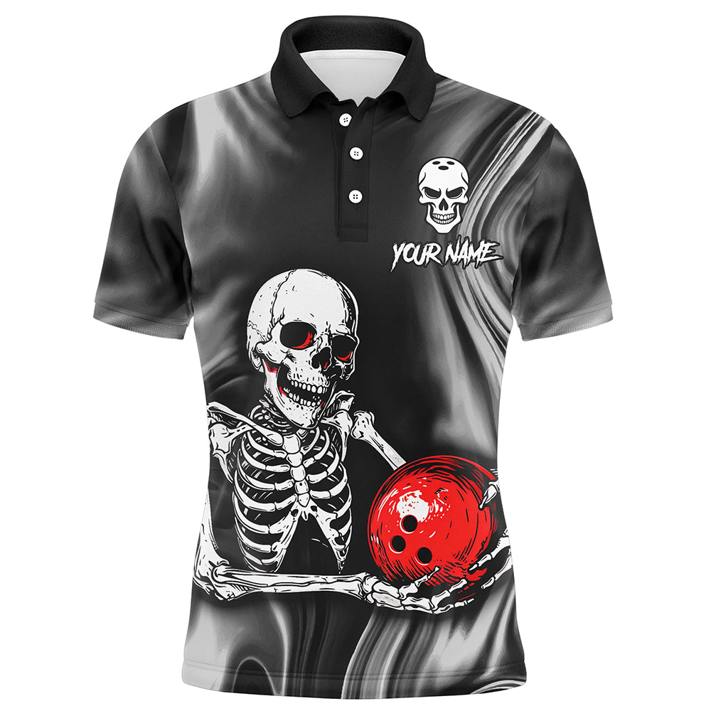 Skull Bowling Shirt Personalized Bowling Team League Skull Polo Shirt for Men QZT285