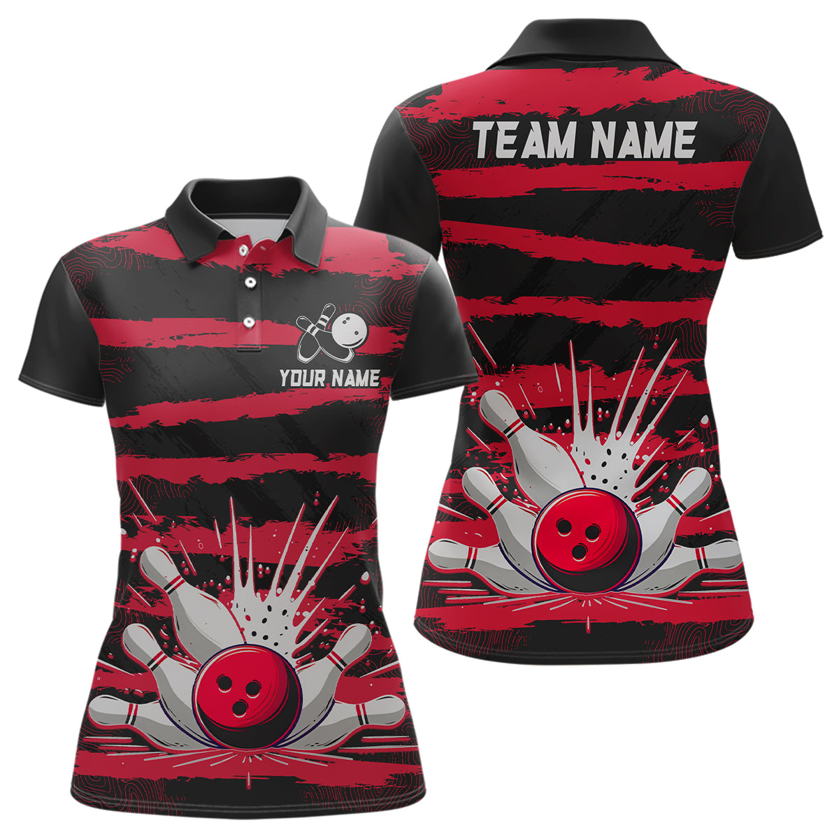 Women Camo Bowling Shirts Polo Custom Bowling Team Jersey League Multicolor QZT472