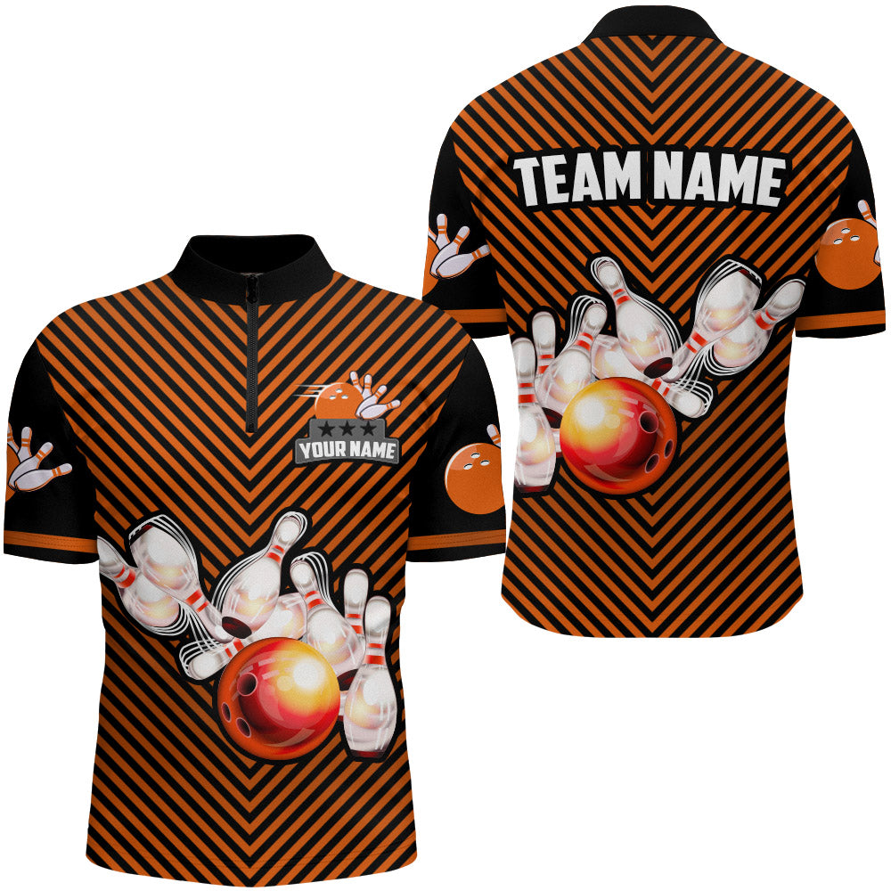 Custom Bowling Shirt for Men Personalized Bowling Jersey Bowling Team League Quarter-Zip Shirt QZT68