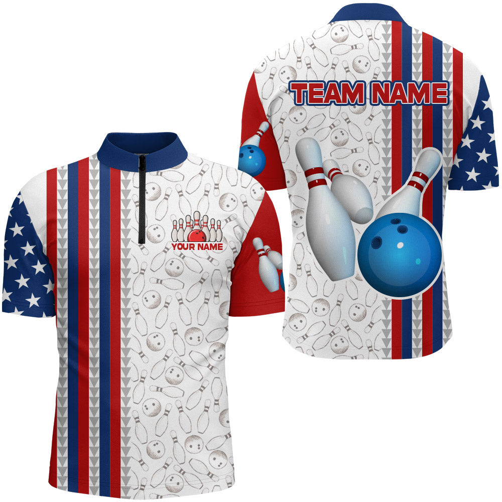 Custom Bowling Shirt for Men Bowling Jersey Bowling Team League Quarter-Zip Shirt QZT73-4