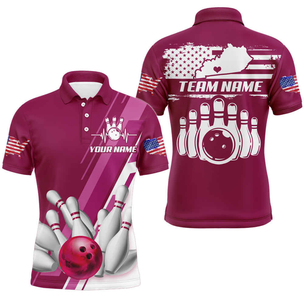 Custom Bowling Green Kentucky for Men, Polo Bowling Shirts, Team Shirt Bowling Pin And Ball QZT305