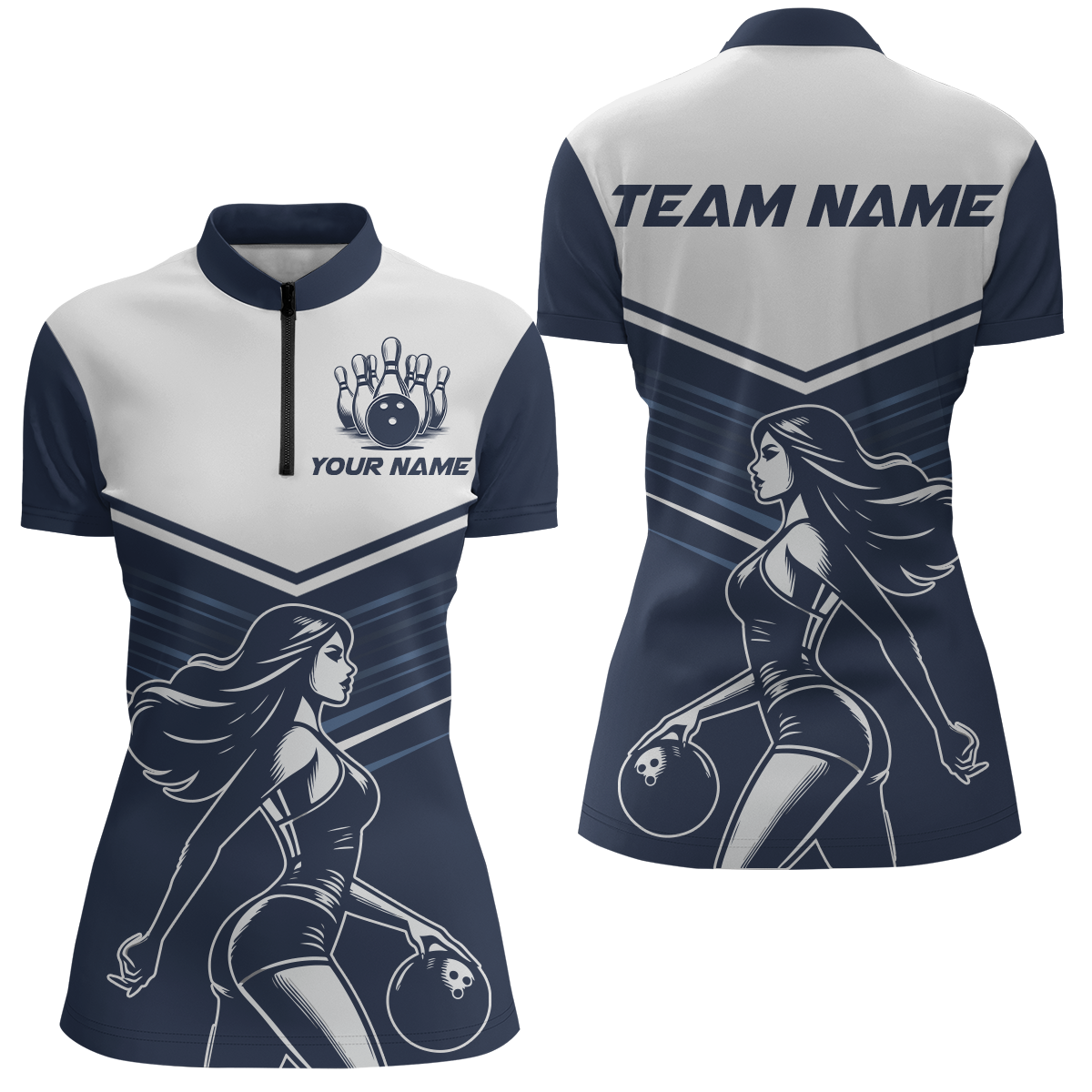 Custom Bowling Shirt for Women Bowling Jersey Bowling Team League Quarter-Zip Shirt QZT205
