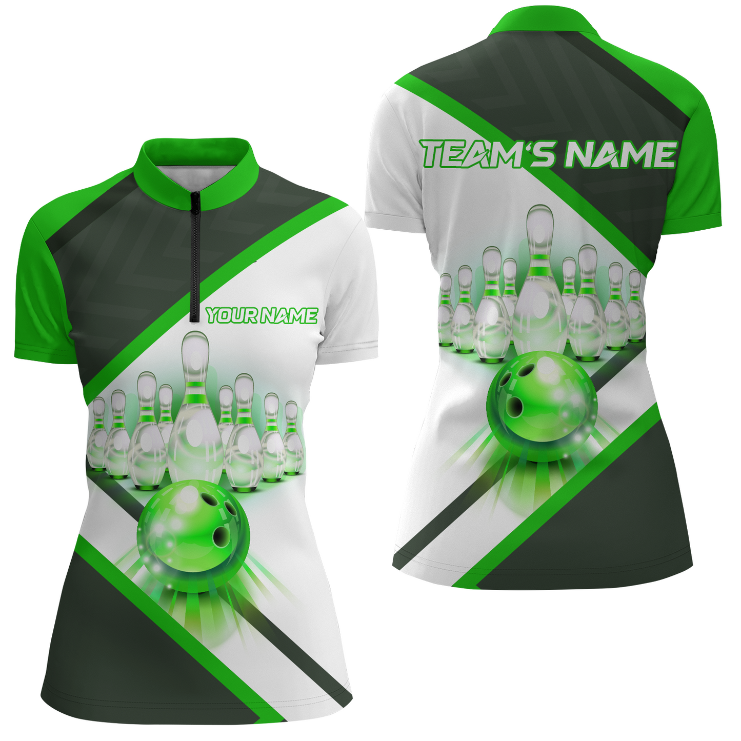 Custom Bowling Shirt for Women, Personalized Bowling Jersey, Women's Bowling Quarter-Zip Shirt QZT41