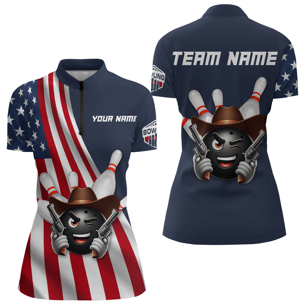 Custom Bowling Shirt for Women Bowling Jersey Bowling Team League Quarter-Zip Shirt QZT73